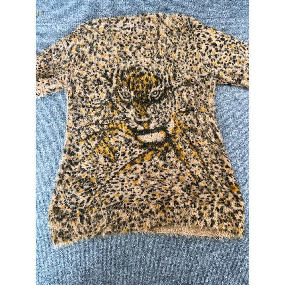 Animal Print Tiger Face Fuzzy Knit Tunic Top Lauren Michelle XL - Picture 5 of 8